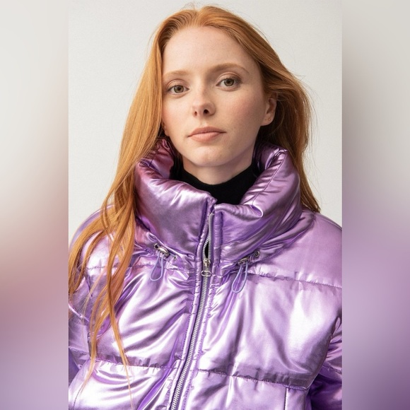 Tach purple metallic mirna puffer jacket - Picture 2 of 10
